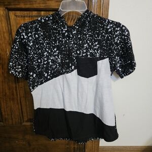 Black and White Speckled Short Sleeve Shirt